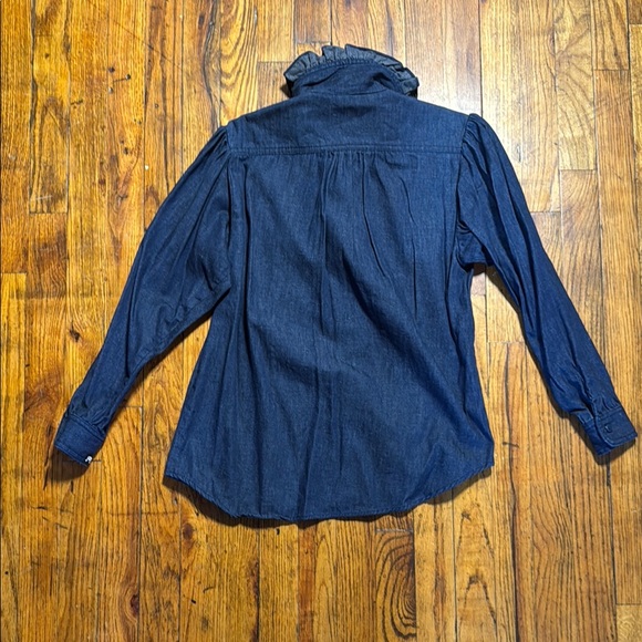 JAG VTG Women's Cottagecore Dark Wash Denim Skirt Blouse Set Talon Zipper Size 6 - Picture 9 of 16